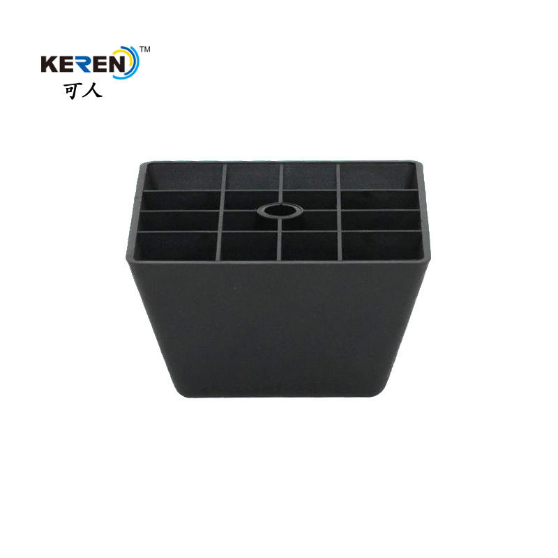 KR-P0169 Pés de móveis de plástico quadrado preto para armários de alta resistência à corrosão fornecedor